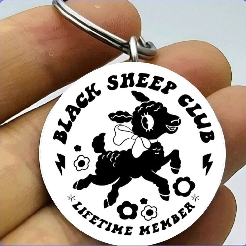 Black Sheep Club Members Hot Life Time Funny Cute Goat Stainless Keychain